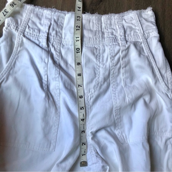 American Eagle Pull On Pants Size S White Cotton High Waisted Paperbag Wide Leg - Picture 7 of 10